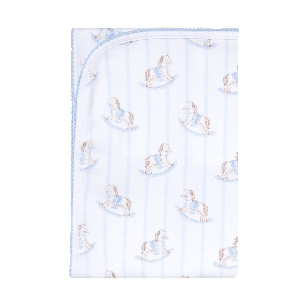 Blue Rocking Horse Baby Blanket - HoneyBug 