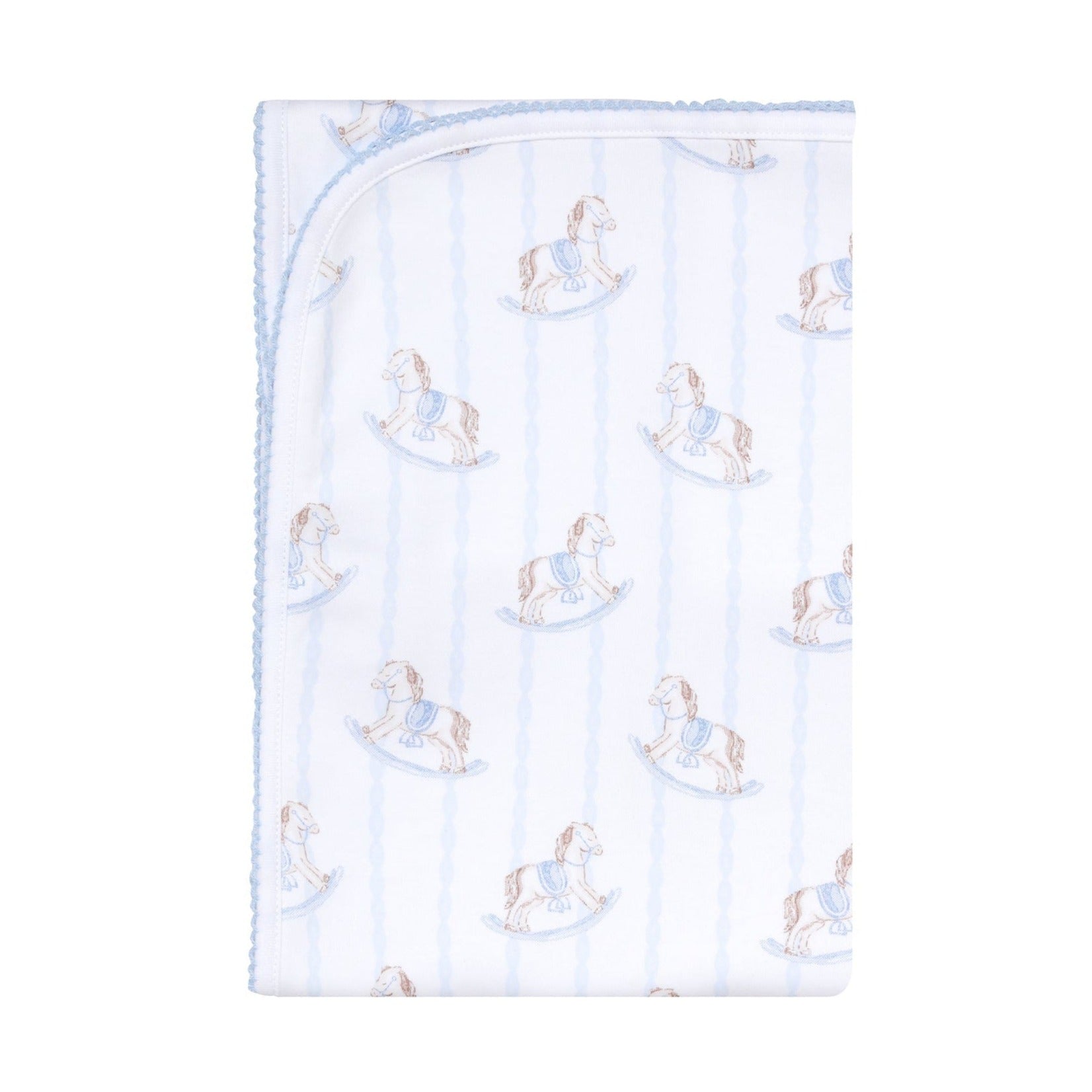 Blue Rocking Horse Baby Blanket - HoneyBug 