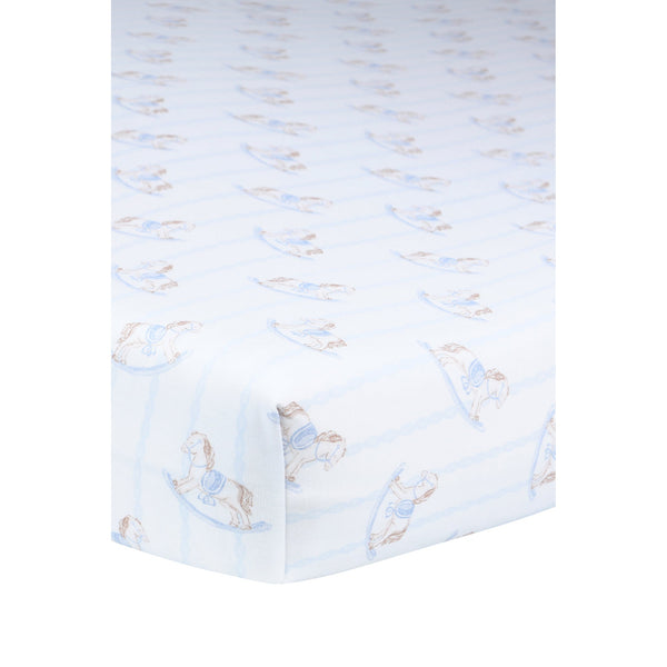 Blue Rocking Horse Crib Sheets - HoneyBug 