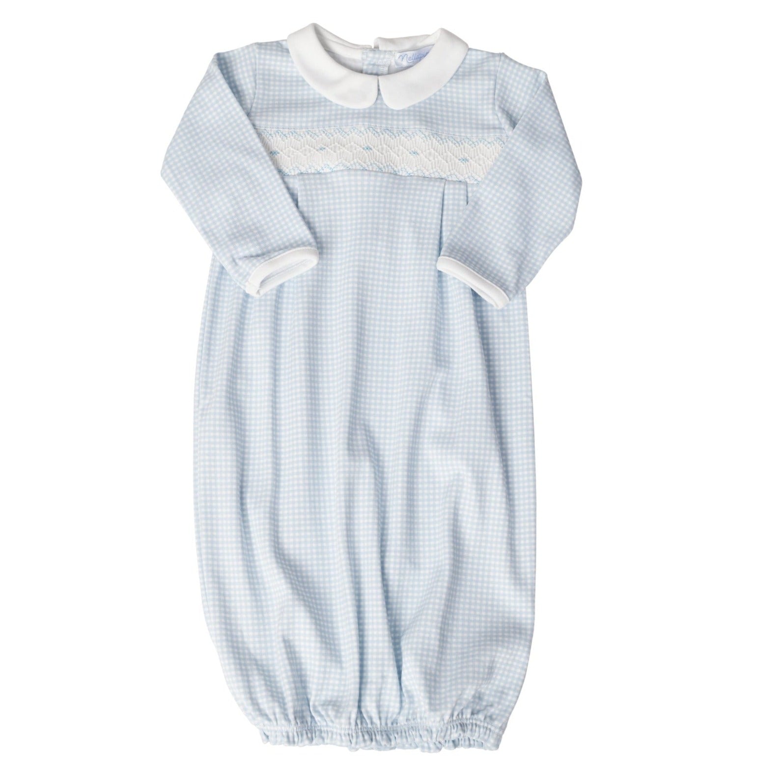 Blue Gingham Baby Gown  HoneyBug