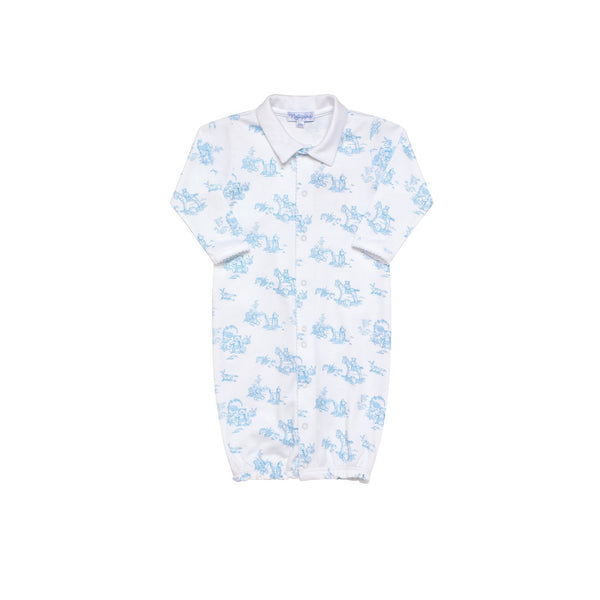 Blue Toile Baby Converter Gown HoneyBug