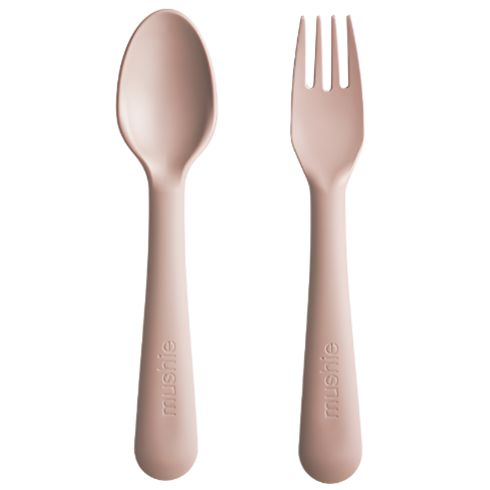 Silicone Fork and Spoon Set (Blush) - HoneyBug 