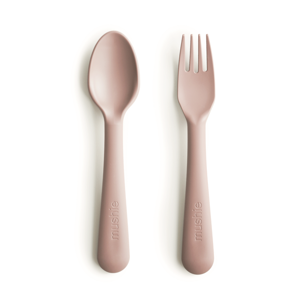 Silicone Fork and Spoon Set (Blush) - HoneyBug 