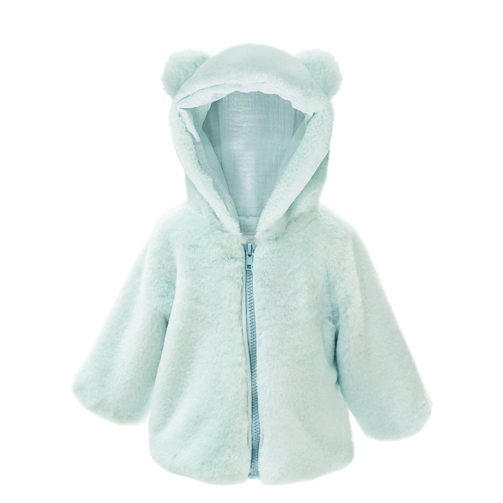 Bear Faux Fur Hooded Baby Coat 12 To 18M - HoneyBug 