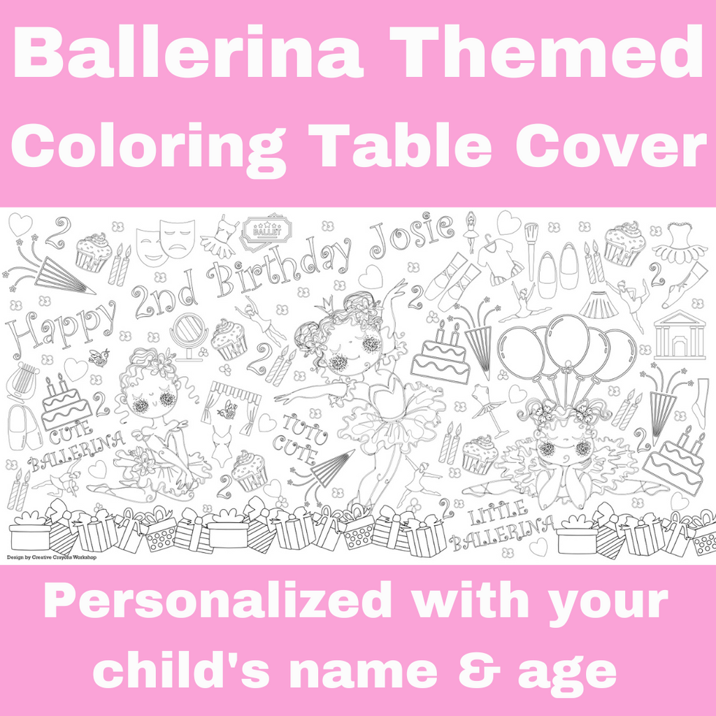 Ballerina Coloring Tablecloth by Creative Crayons Workshop - HoneyBug 