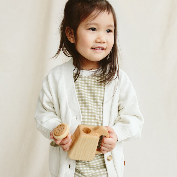 KNIT BUTTON-UP SWEATER | CLOUD - HoneyBug 