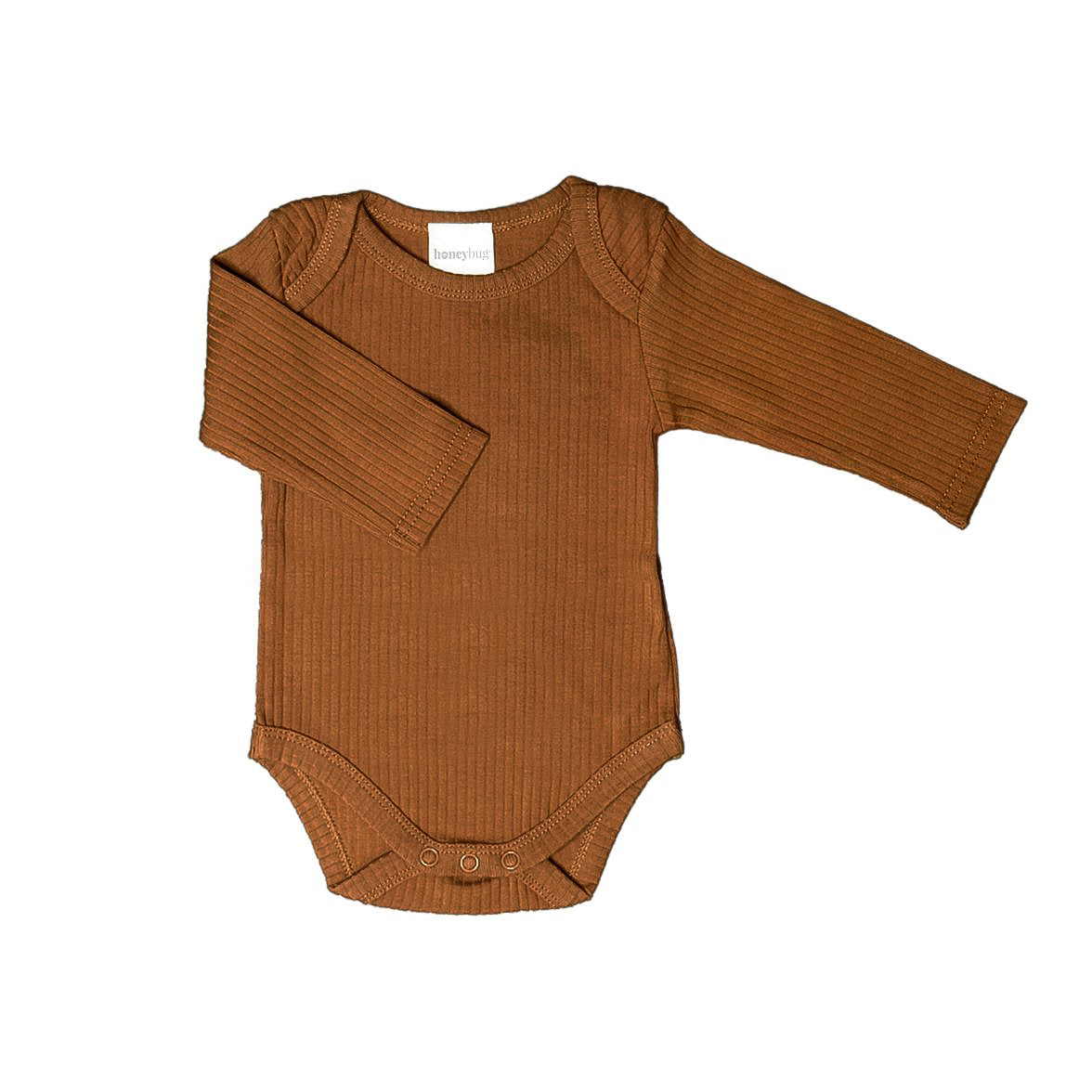 Organic Cotton Long Sleeved Ribbed Bodysuit - Mustard - HoneyBug 