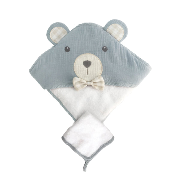 Petit Bear Terry Muslin Towel And Washcloth Set - HoneyBug 