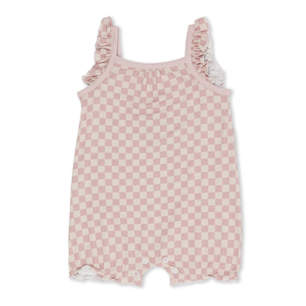 Checkers in Pink Bubble Romper - HoneyBug 