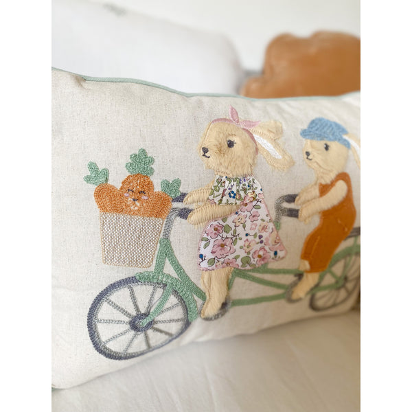 Bunny Bike Ride Lumbar Pillow - HoneyBug 