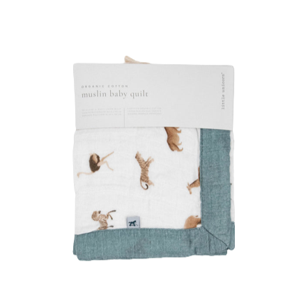 Organic Cotton Muslin Quilt - Animal Crackers - HoneyBug 
