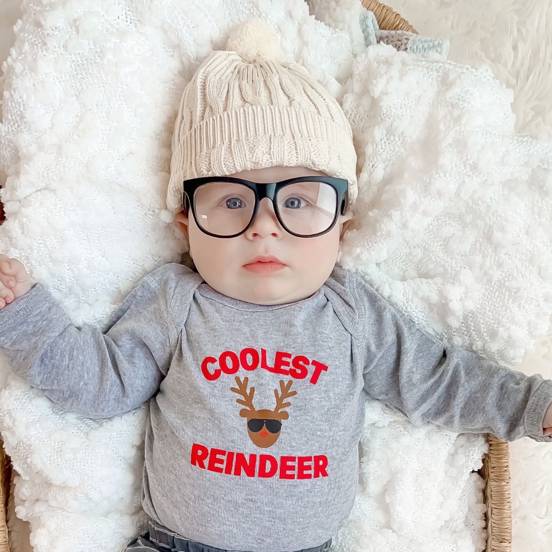 Coolest Reindeer Bodysuit - Gray - HoneyBug 