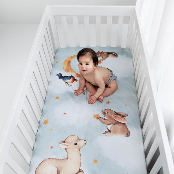 Crib sheet and Swaddle bundle - Goodnight Wonderland - HoneyBug 