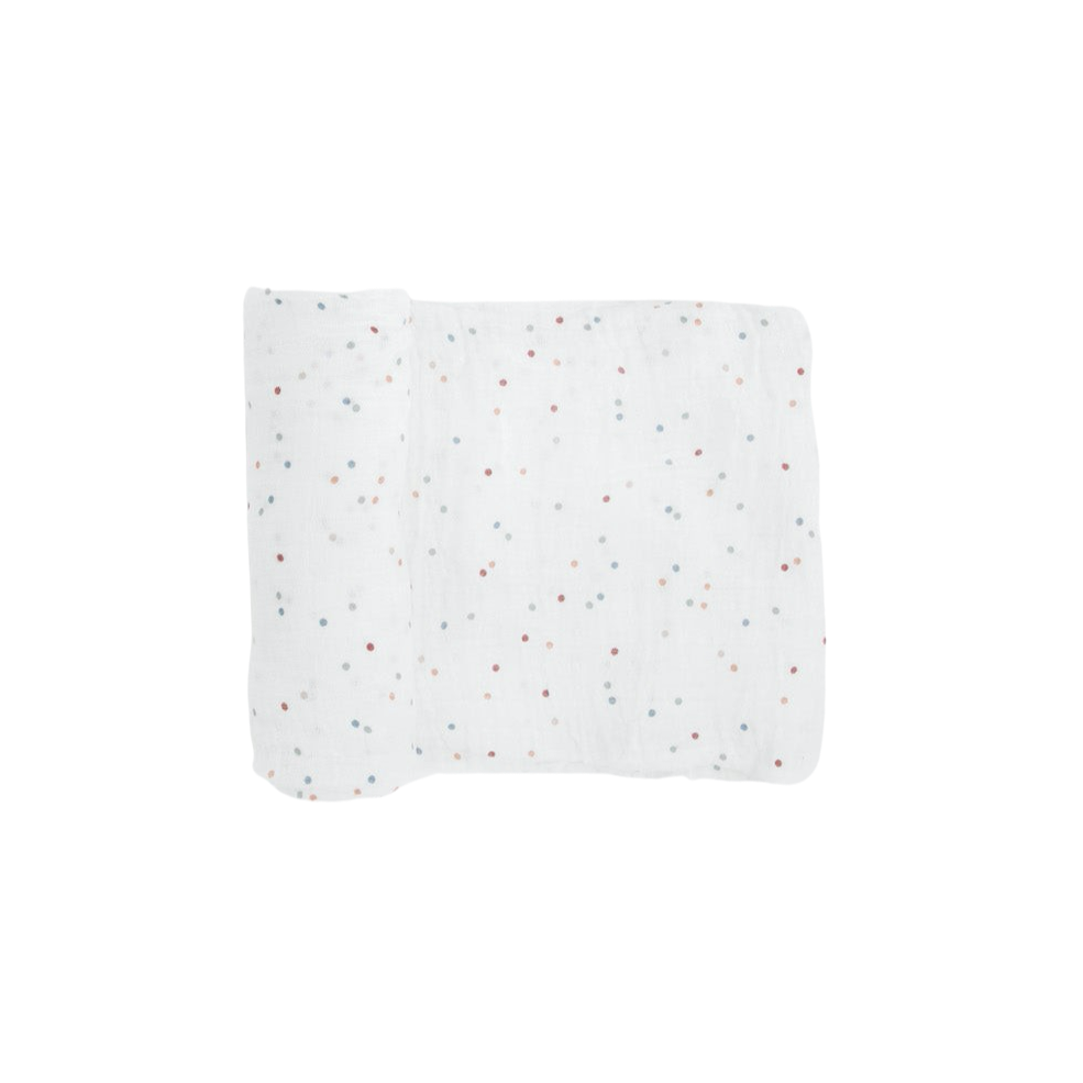 Cotton Muslin Swaddle Blanket - Dots - HoneyBug 
