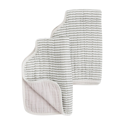 Cotton Muslin Burp Cloth 2pk - Grey Stripe - HoneyBug 