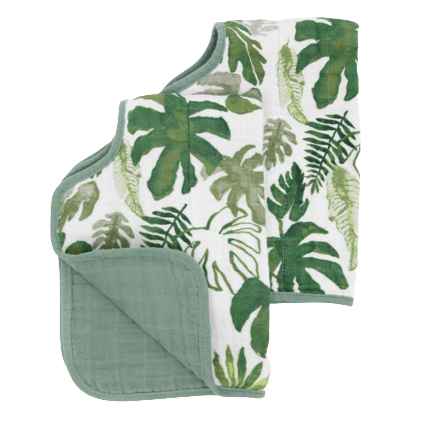 Cotton Muslin Burp Cloth 2pk - Tropical Leaf - HoneyBug 
