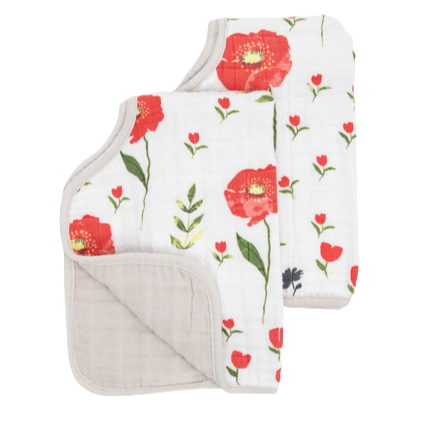 Cotton Muslin Burp Cloth 2pk - Summer Poppy - HoneyBug 