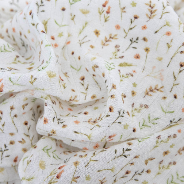 Cotton Muslin Swaddle Blanket - Floral Fields - HoneyBug 