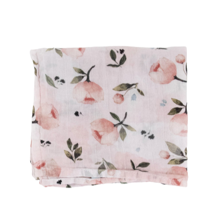 Organic Swaddle Blanket - Watercolor Floret - HoneyBug 