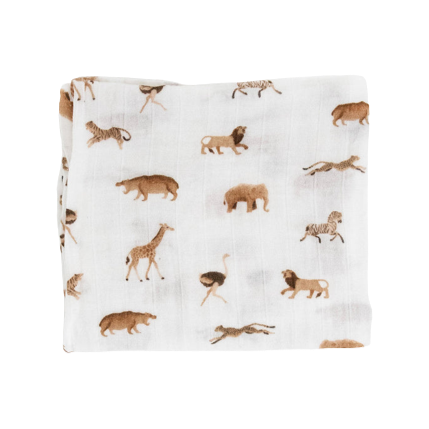 Organic Swaddle Blanket - Animal Crackers - HoneyBug 