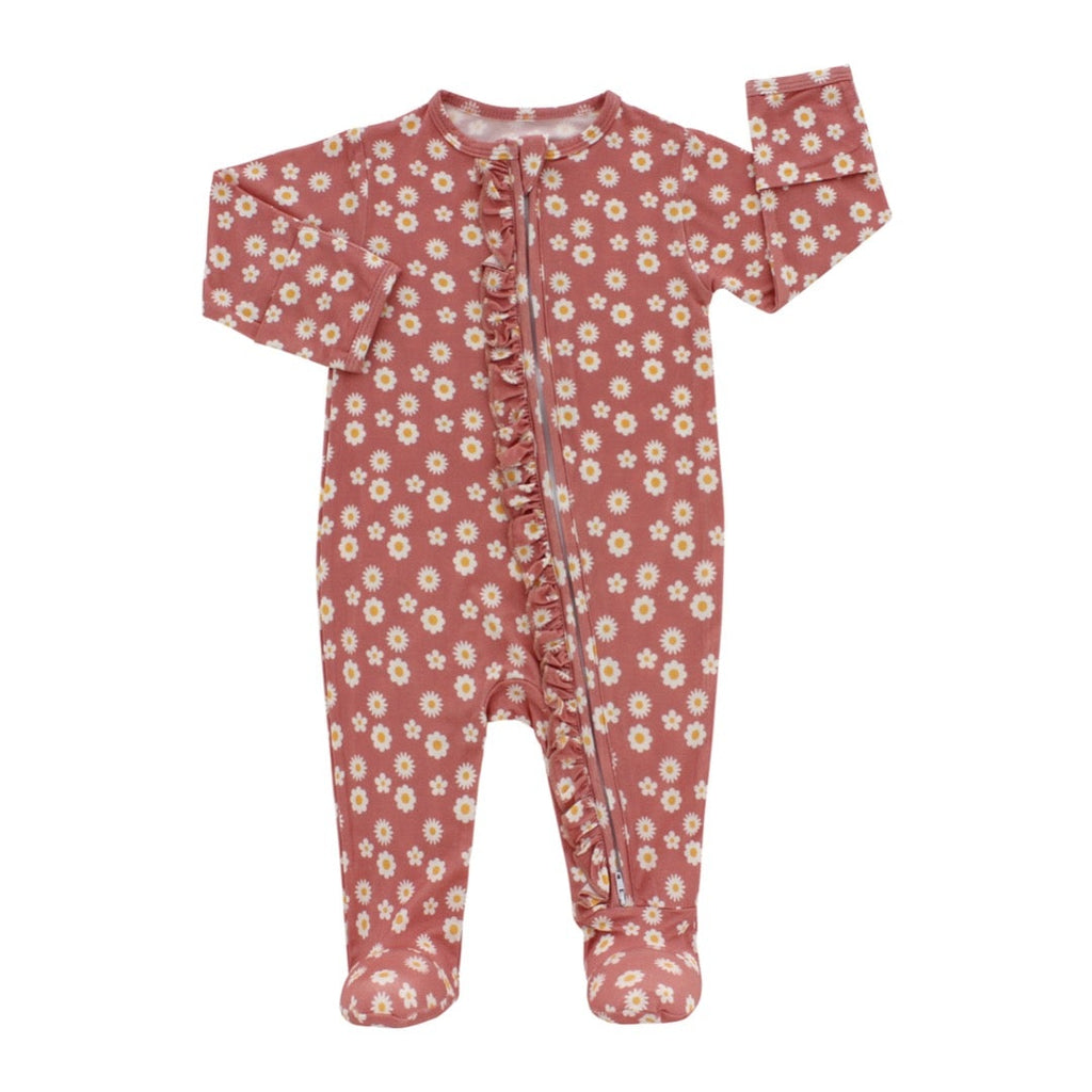Rose Daisy Bamboo Baby Footie Pajama - HoneyBug 
