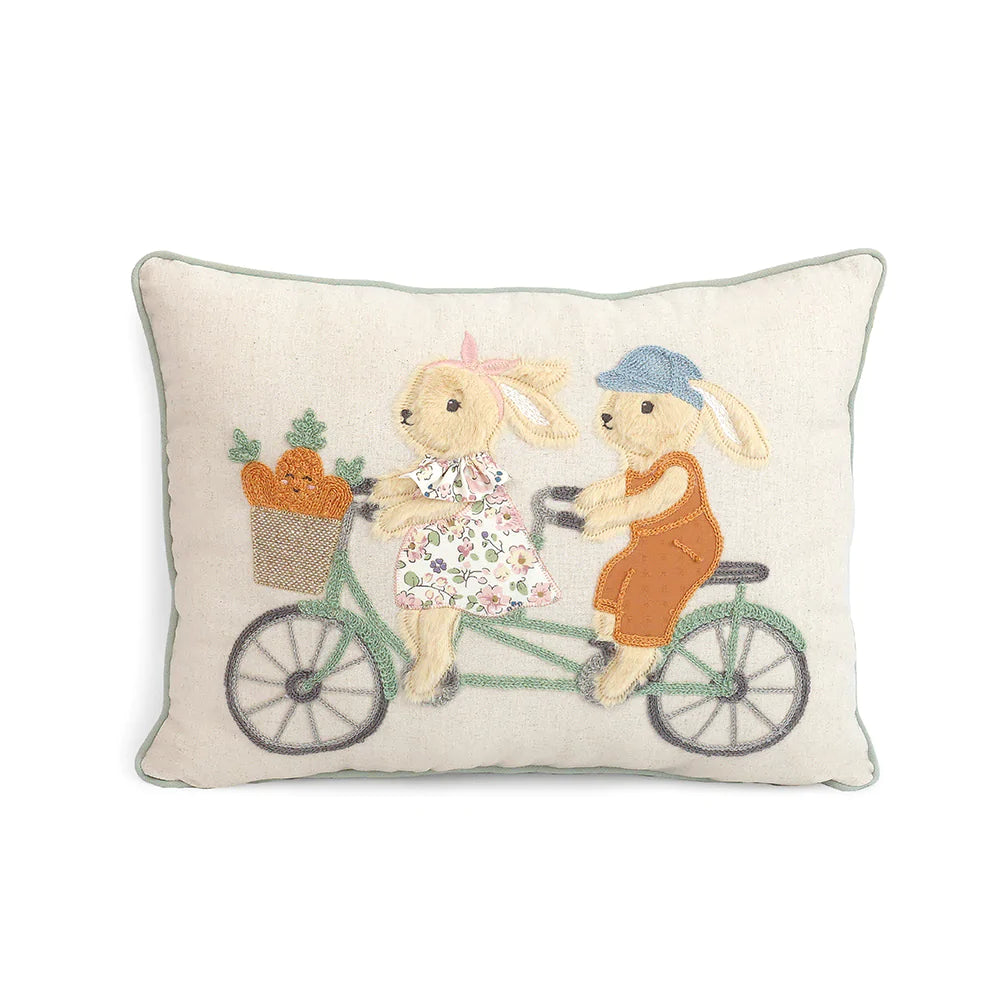 Bunny Bike Ride Lumbar Pillow - HoneyBug 