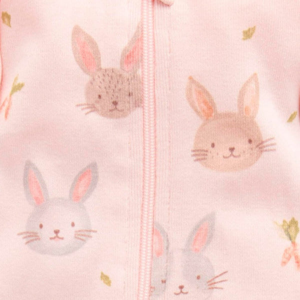 Bunny Friends Zip Growsuit - Pink - HoneyBug 