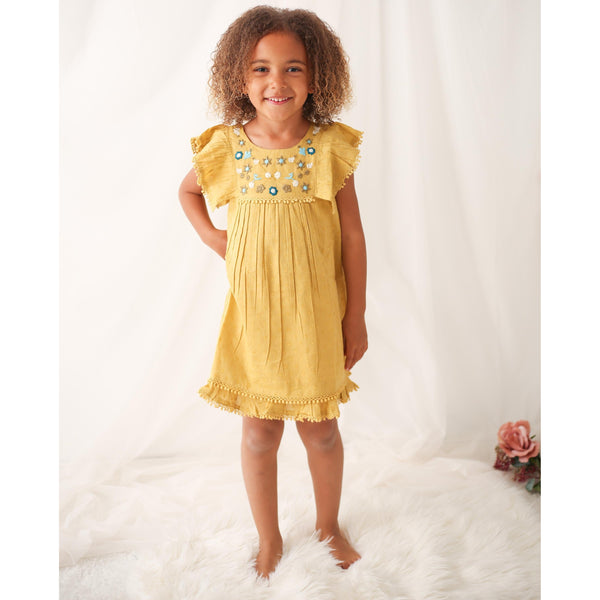 arya mini dress in mustard - HoneyBug 