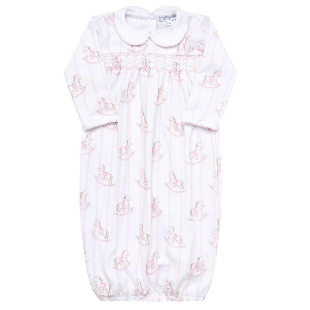 Pink Rocking Horse Smcoked Gown - HoneyBug 
