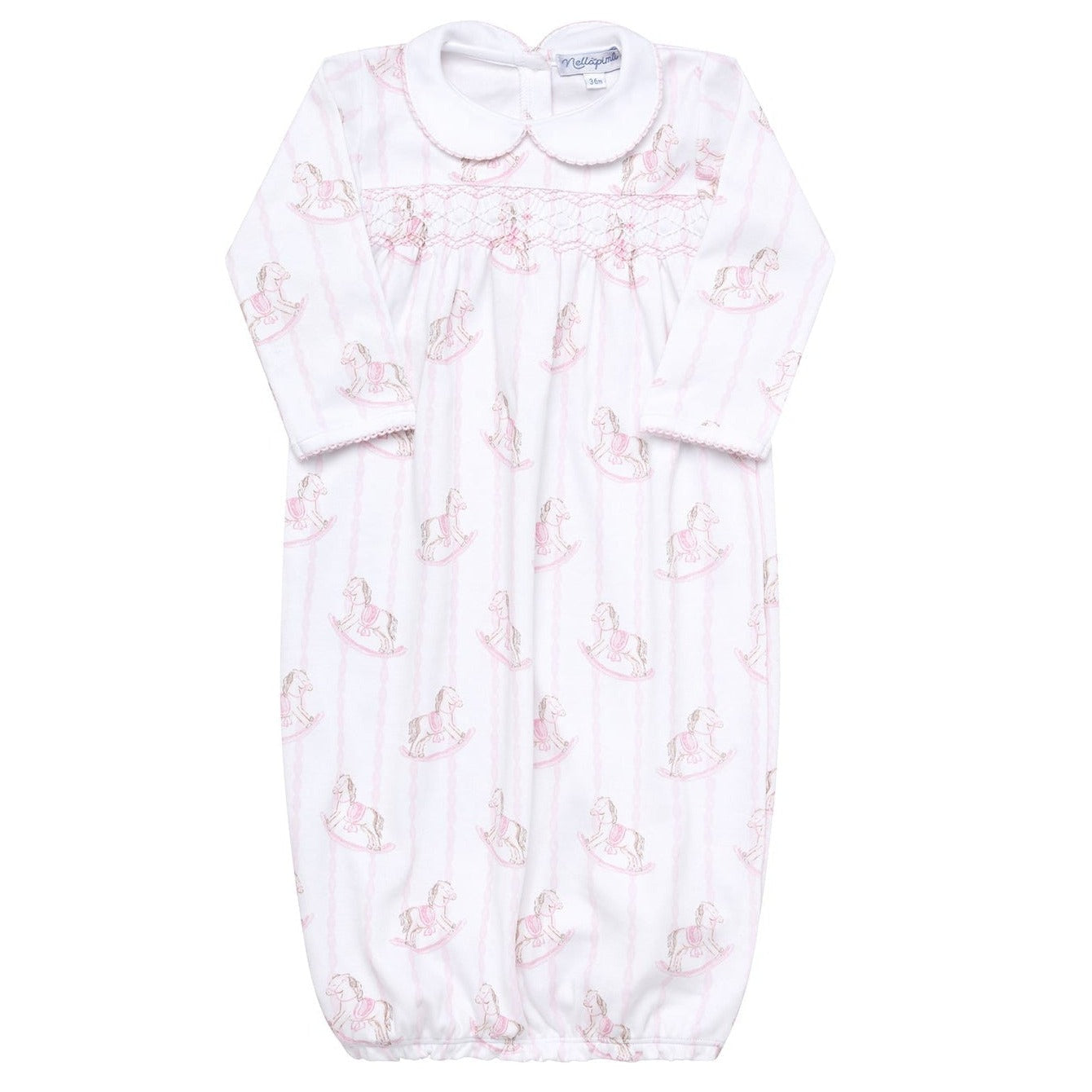 Pink Rocking Horse Smcoked Gown - HoneyBug 