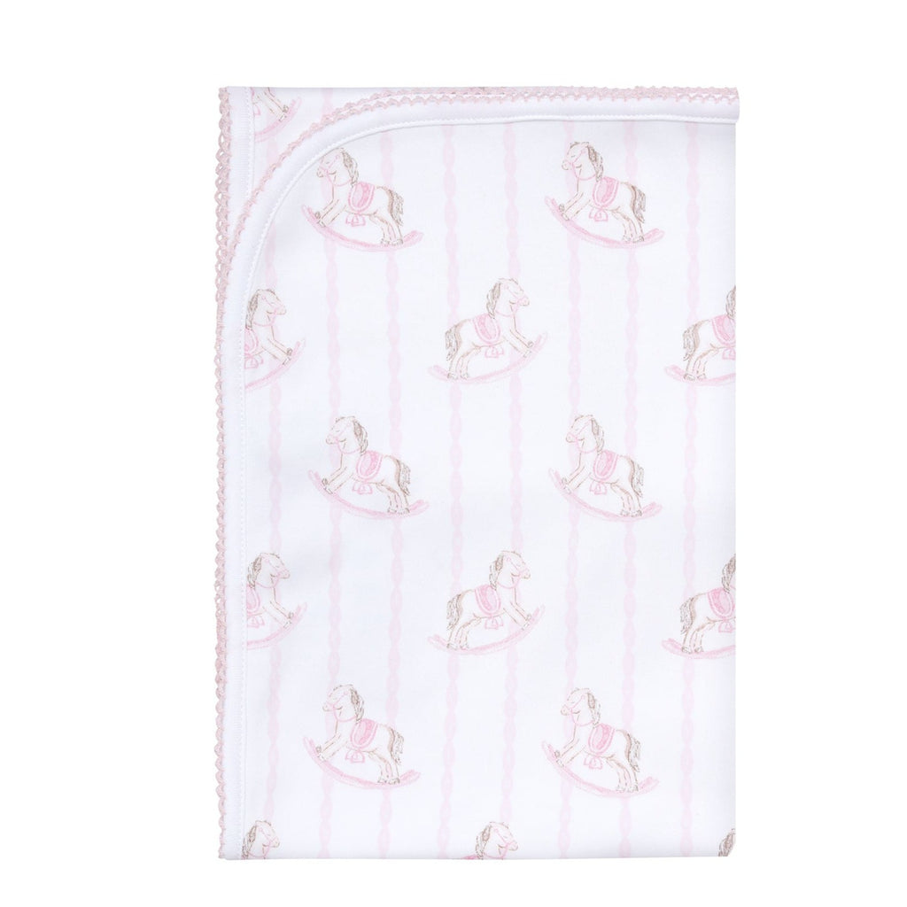 Pink Rocking Horse baby blanket - HoneyBug 