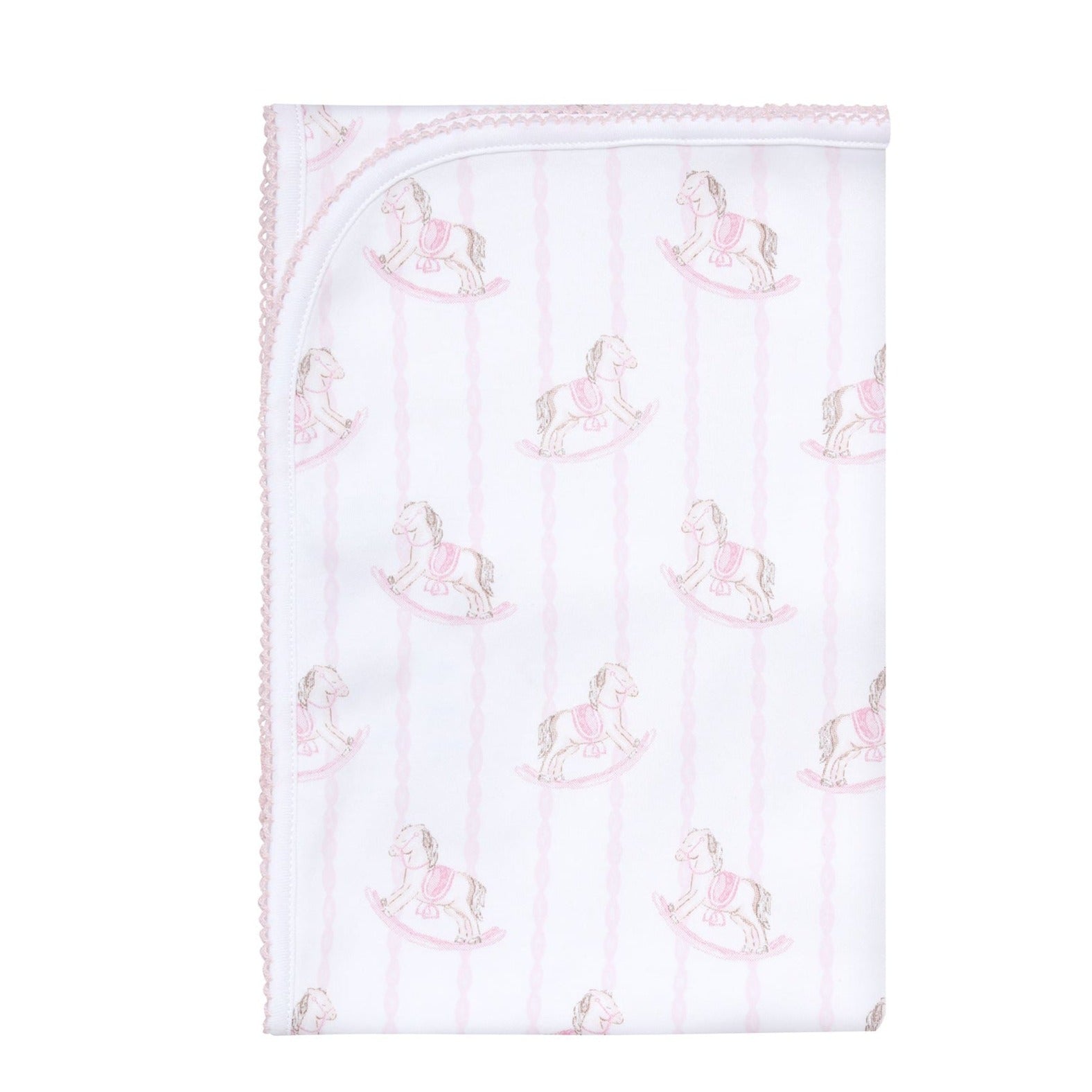Pink Rocking Horse baby blanket - HoneyBug 