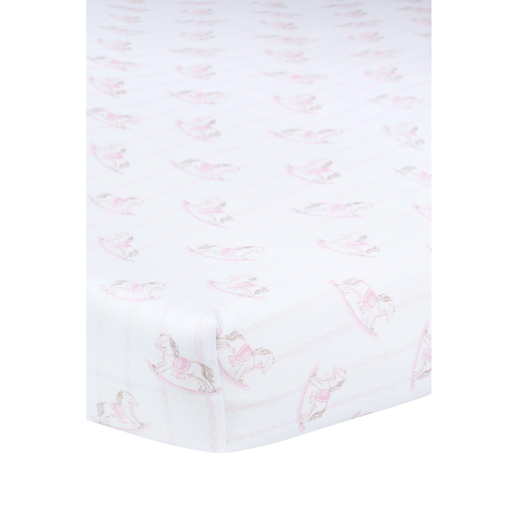 Pink Rocking Horse Crib Sheets - HoneyBug 