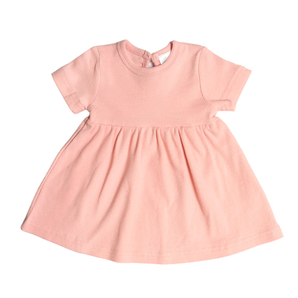 Organic Cotton Ribbed Dress - Pink Shell - HoneyBug 