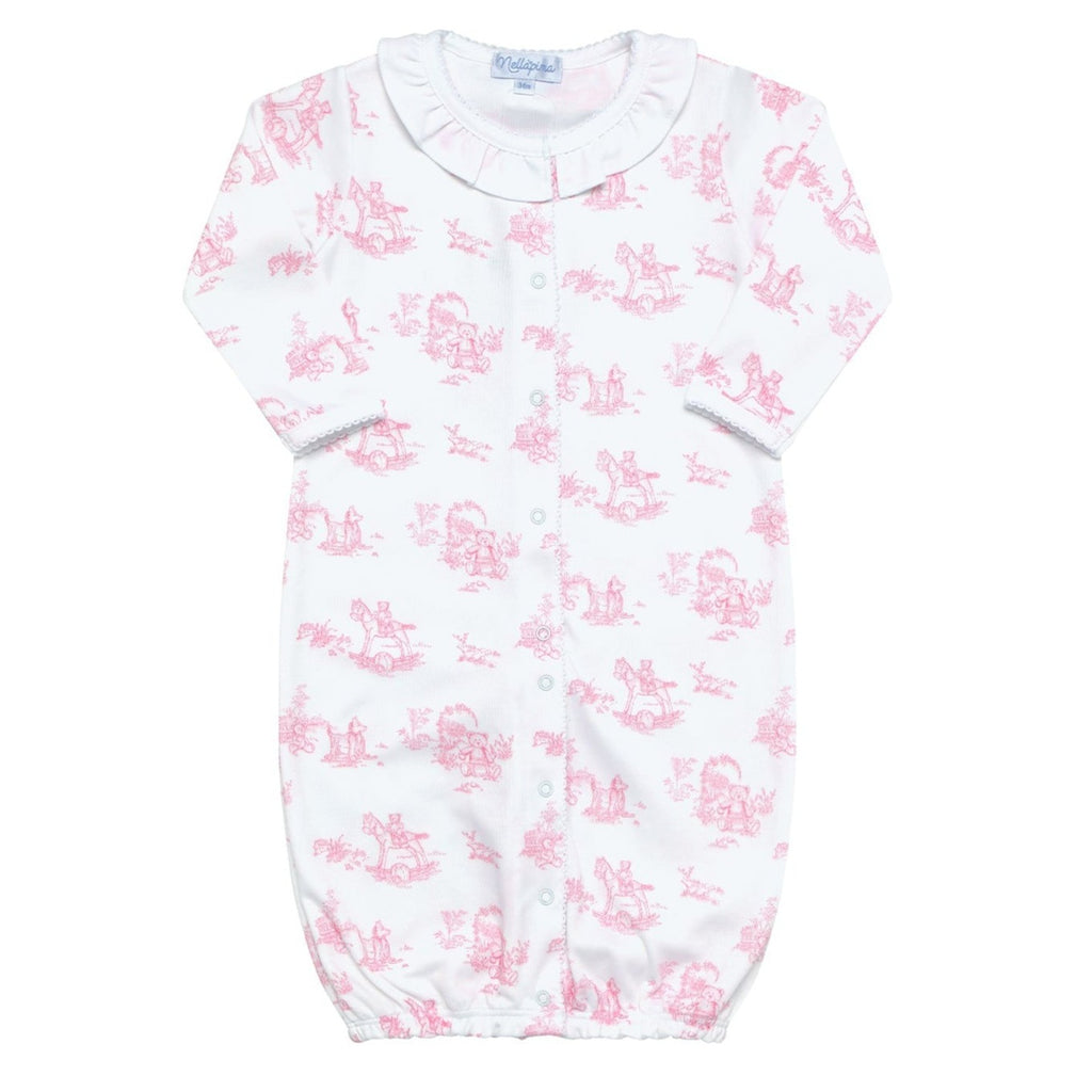 Pink Toile Baby Converter Gown - HoneyBug 
