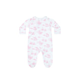 Pink Toile Crossover Footie - HoneyBug 