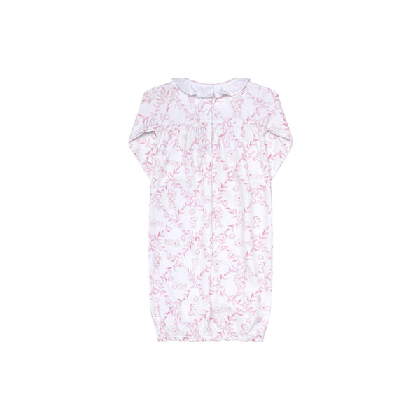 Pink Bears Trellace baby gown - HoneyBug 