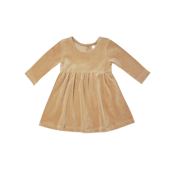 Velour Long Sleeve Dress - Honey - HoneyBug 