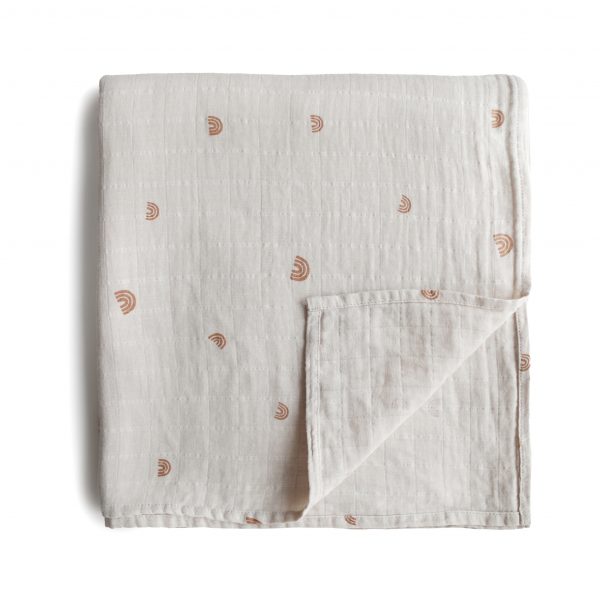 Muslin Swaddle Blanket Organic Cotton (Rainbows) - HoneyBug 