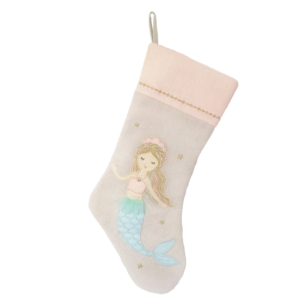 'Mimi' Mermaid Linen Christmas Stocking - HoneyBug 