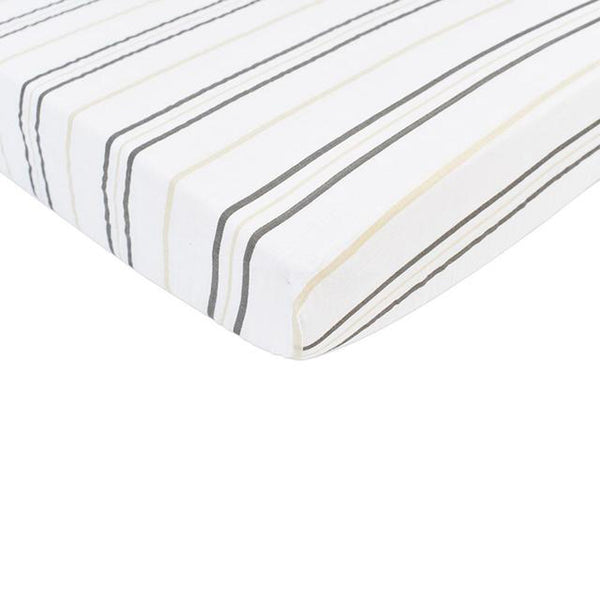 Grey Stripe Cotton Muslin Crib Sheet - HoneyBug 