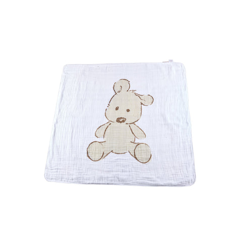 Teddy Bear and Plaid Cotton Muslin Newcastle Blanket - HoneyBug 
