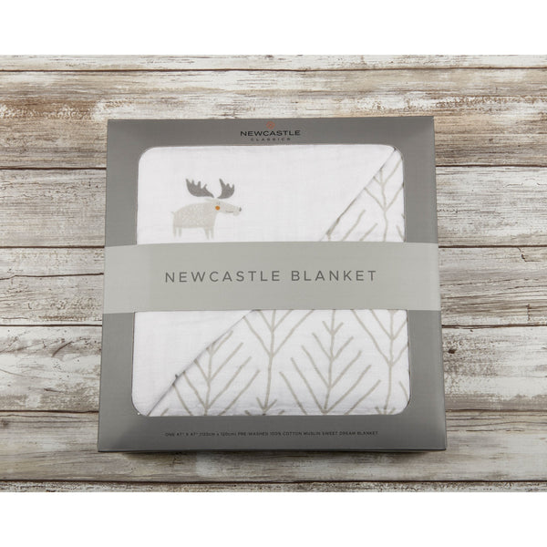 Mister Moose and Forest Arrow Cotton Muslin Newcastle Blanket - HoneyBug 