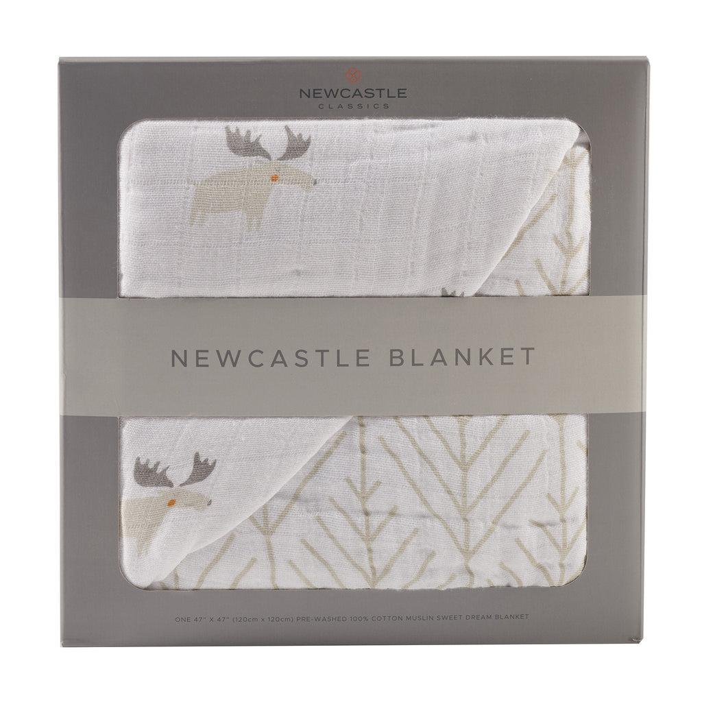 Mister Moose and Forest Arrow Cotton Muslin Newcastle Blanket - HoneyBug 