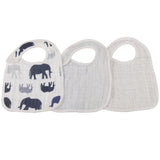 In the Wild Elephant Cotton Muslin Snap Bibs 3PK - HoneyBug 