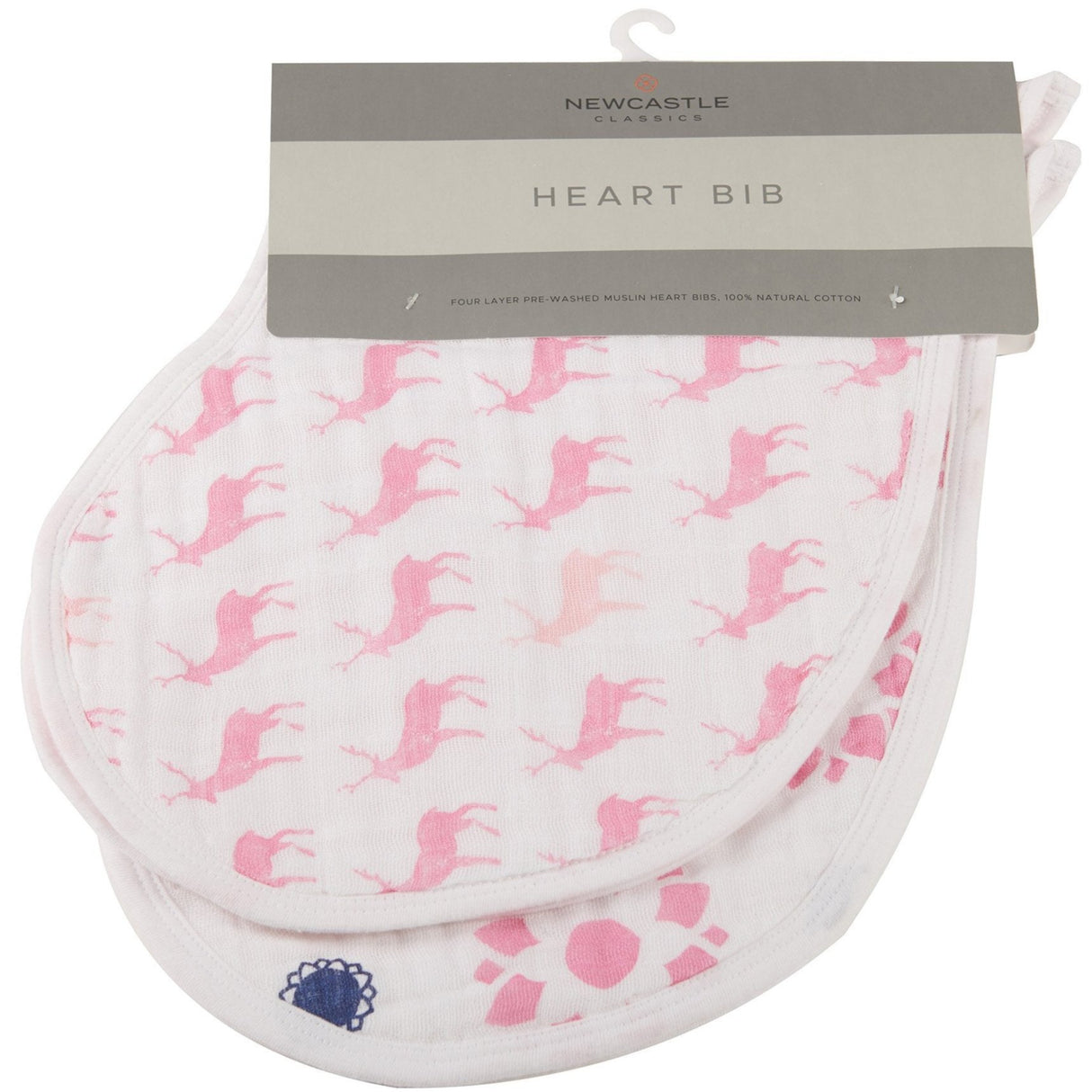 Pop of Pink Cotton Heart Bibs 2PK - HoneyBug 
