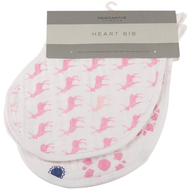 Pop of Pink Cotton Heart Bibs 2PK - HoneyBug 