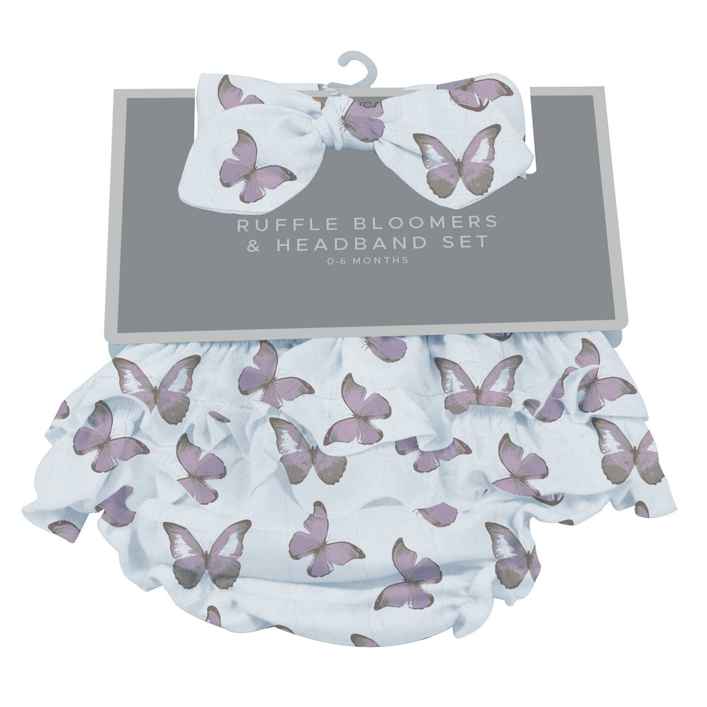 Winsome Butterflies Ruffle Bloomers and Headband Set - HoneyBug 