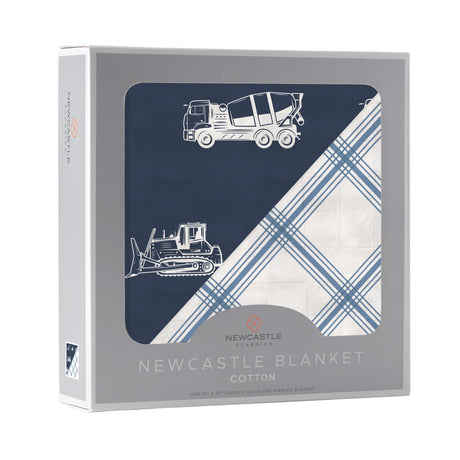 Things That Go and Buffalo Check Plaid Newcastle Blanket - HoneyBug 