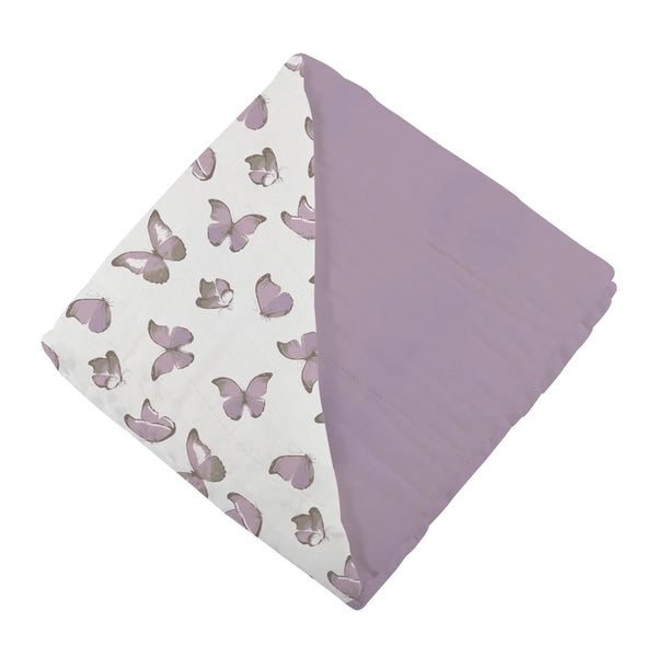 Winsome Butterflies and Orchid Lavender Cotton Newcastle Blanket - HoneyBug 